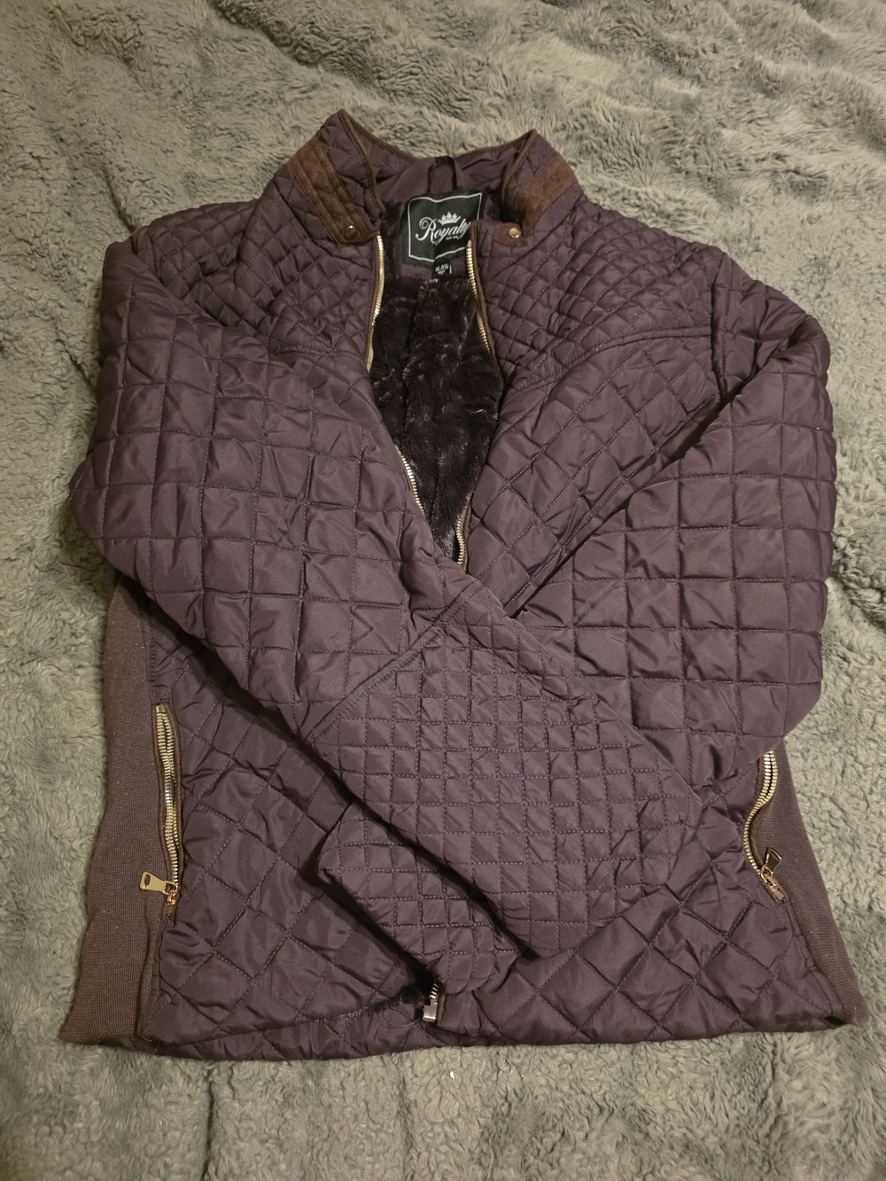 Royalty For Me Quilted Puffer Jacket in Plum